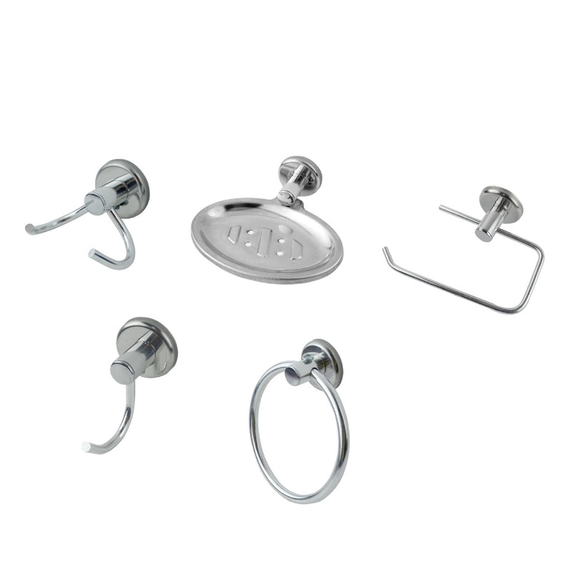 Kit Acessórios 5 Peças Metal Para Banheiro Aço Inox