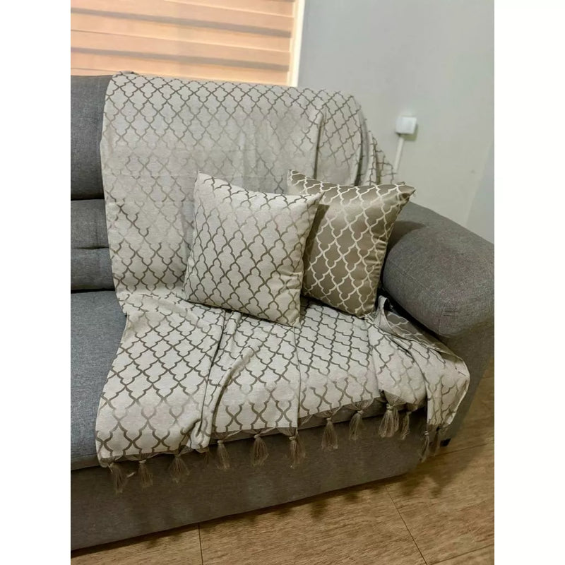 Manta Sofá Jacquard Geometrico 2,30mx1,40m cinza