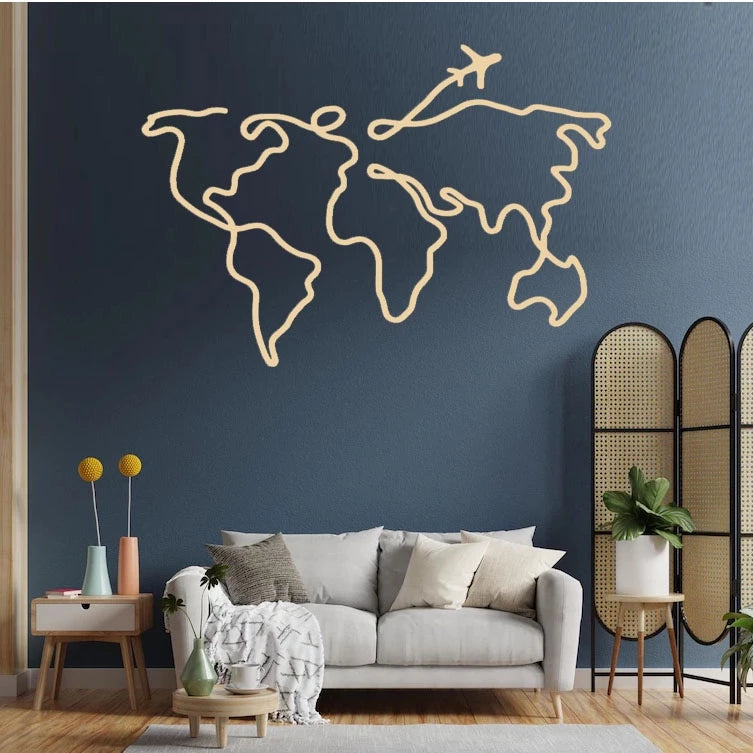 Quadro Painel Mapa Mundi Decorativo Para Parede em Mdf